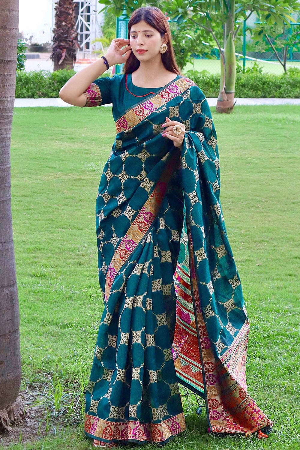 Tussar Silk Saree Teal Green Tussar Silk Saree saree online