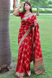 Tussar Silk Saree Vibrant Red Tussar Silk Saree saree online