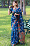 Tussar Silk Saree Vivid Blue Tussar Silk Saree saree online