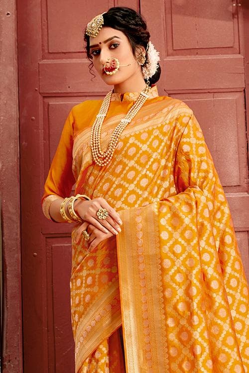 Uppada Silk Saree Fire Yellow Uppada Saree saree online