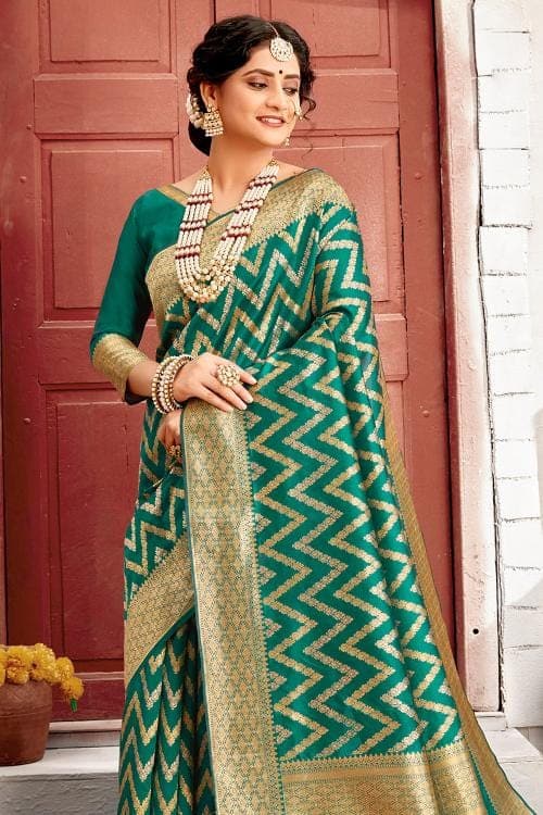 Uppada Silk Saree Pine Green Uppada Saree saree online