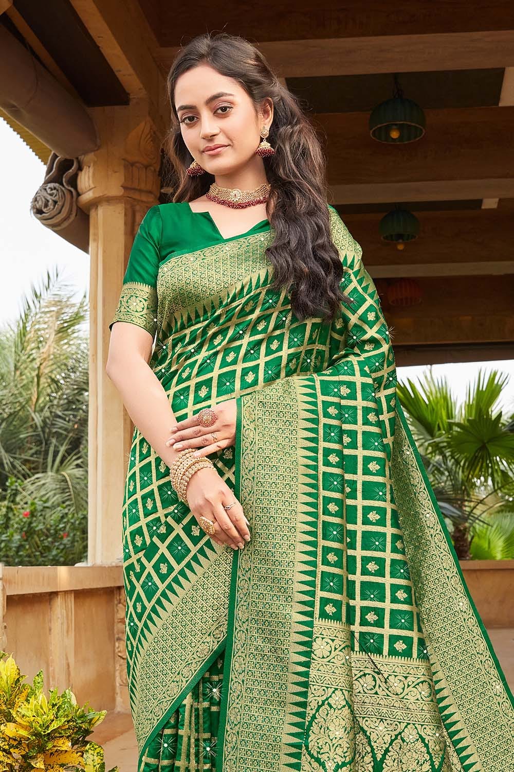 green uppada saree 