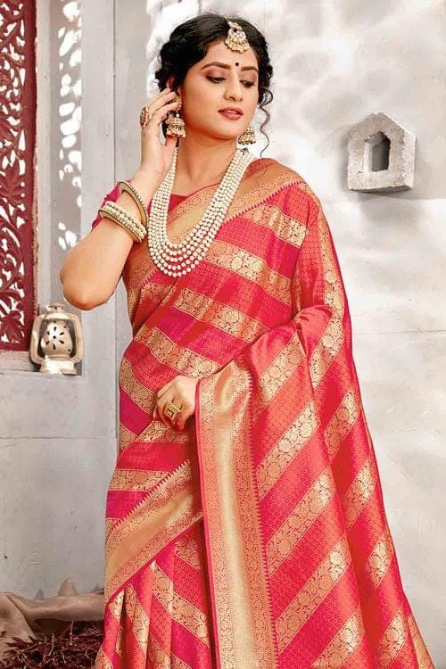 Uppada Silk Saree Strawberry Pink Uppada Saree saree online