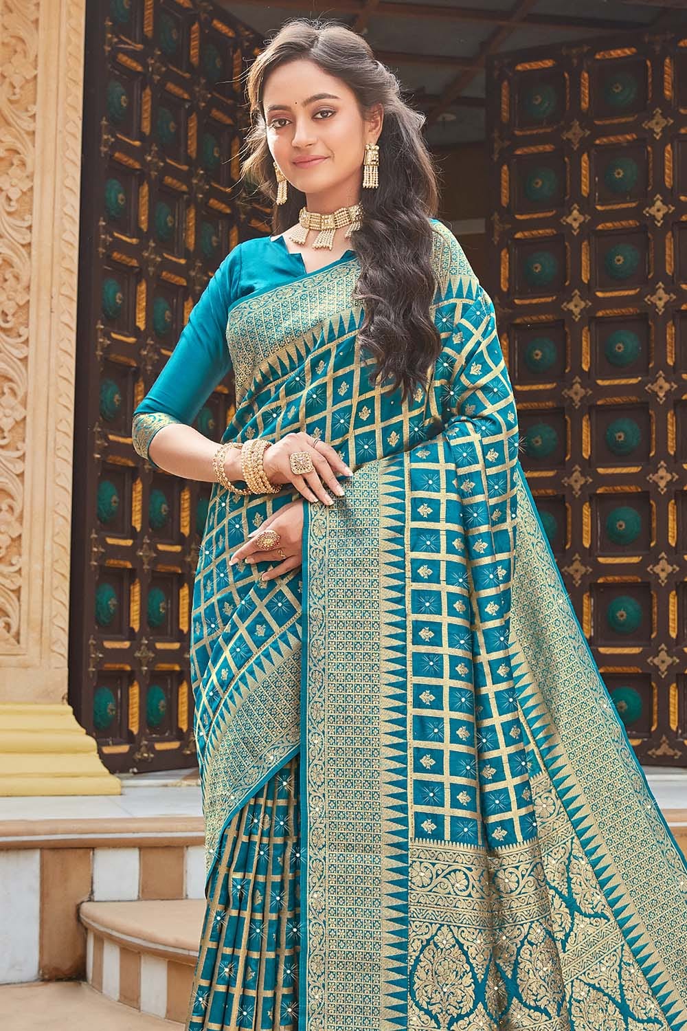 blue uppada saree