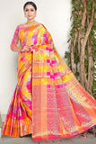 Yellow And Pink Uppada Silk Saree